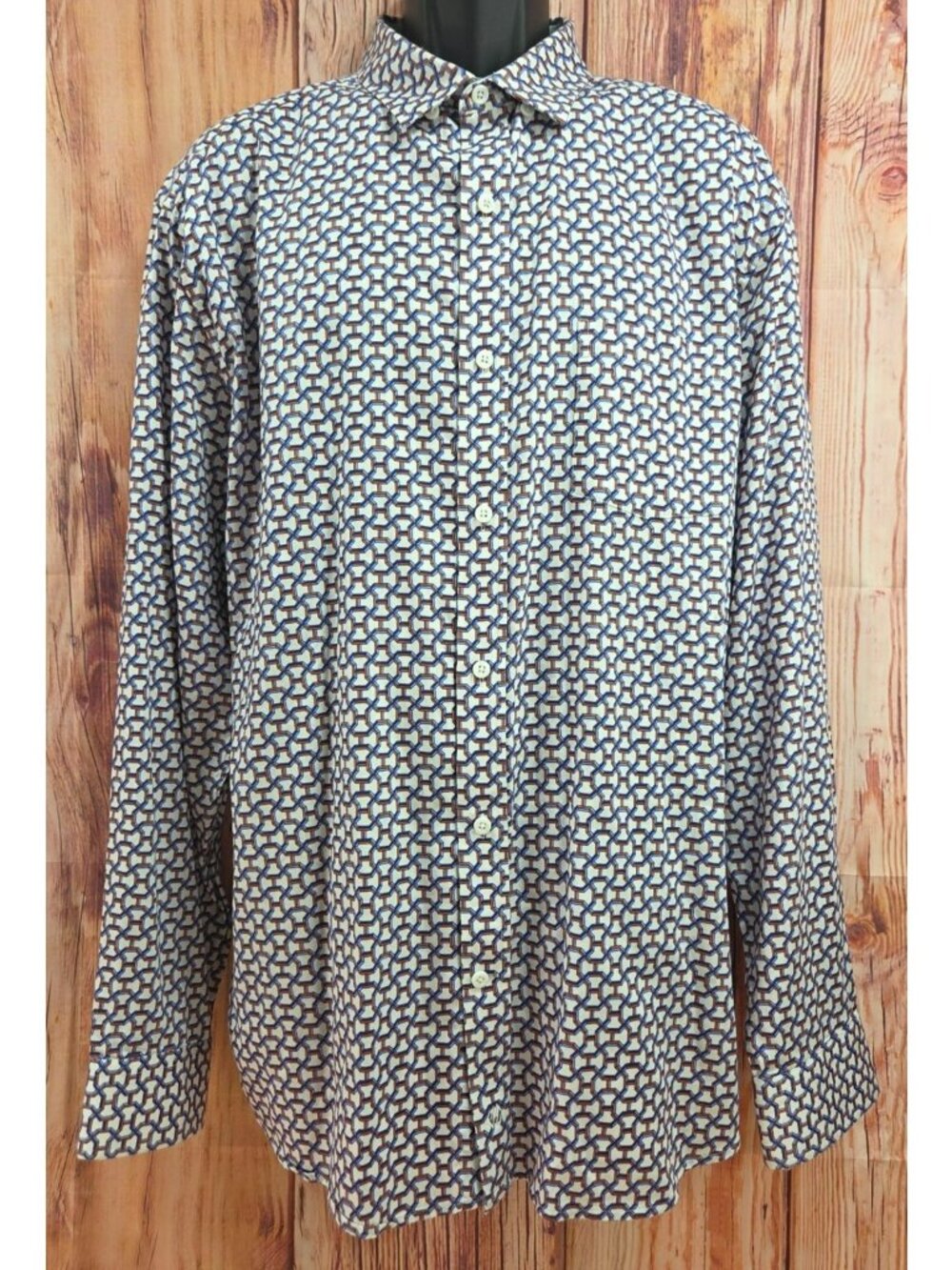 Johnston & Murphy Mens XXL Button-Down Shirt Geometric Print